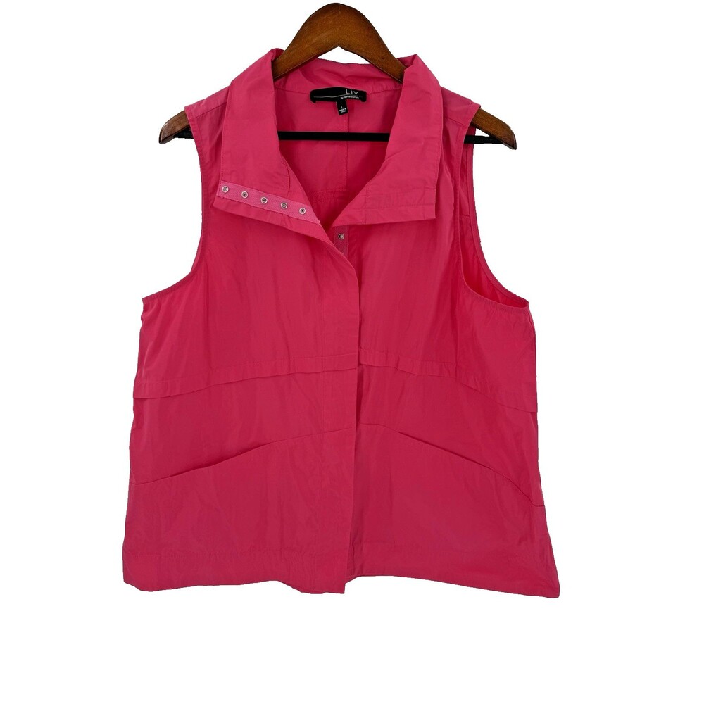 Liv by Habitat Poppy Pink Chelsea Snap Button Vest Size LARGE  EUC